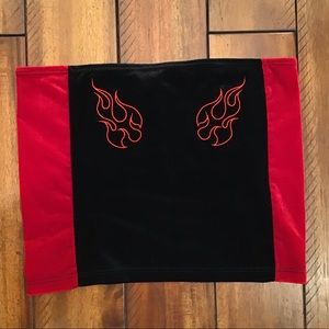 E599 EUC Forever 21 Red & Black Flames Tube Top